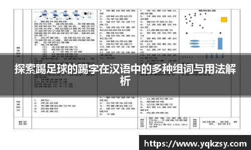 探索踢足球的踢字在汉语中的多种组词与用法解析